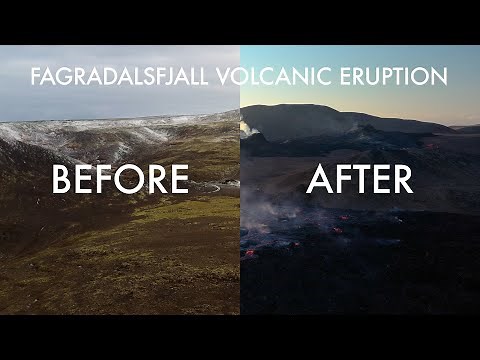 BEFORE and AFTER video of Fagradalsfjall volcanic eruption