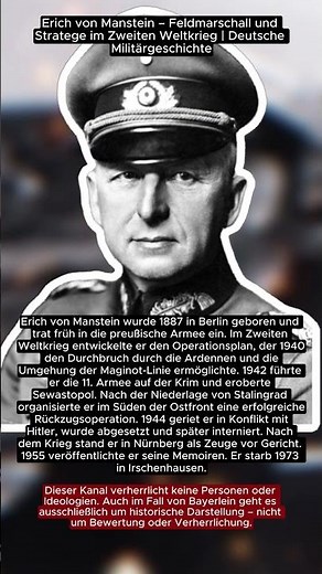 Erich von Manstein – Feldmarschall und Stratege im Zweiten Weltkrieg | Deutsche Militärgeschichte