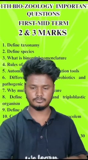 Welearn Tamil on Instagram: "11th Bio-Zoology Important  2Marks & 3Marks First Mid Term Exam #11thzoology #firstmidtermexam"