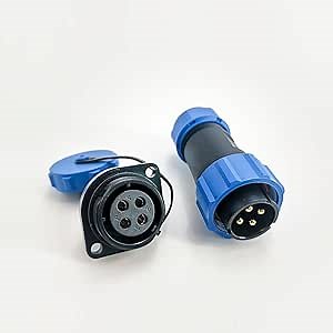 4 Pin Connector Waterproof Male Plug & Female Socket 2 Holes Flange Panel Mount Solder Type SP21 Series