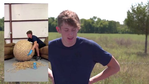 Giant 800 Pound Rubber Band Ball Vs Giant Water Balloon