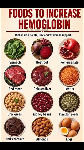 Top 12 Foods to Increase Hemoglobin Naturally 🩸 | Best Iron-Rich Foods for Anemia #healthyeating