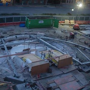 Progress at the Downtown Berkeley Plaza as the canopy starts to take shape #sfbart #cityofberkeley #ucberkeley #timelapse #birdseyeview | Bay Area Rapid Transit