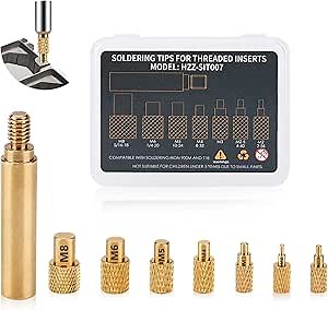 Heat-Set Insert Tips - Threaded Inserts M2 / M2.5 / M3 / M4 / M5 / M6 / 1/4" / M8 compatible for FX-888D Weller SP40NKUS and Yihua 939D Irons, Applied for Connecting 3D Printed Parts