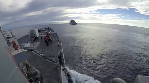 197K views · 4.2K reactions | Sail along for a timelapse look as USS Shoup (DDG 86) takes on fuel and supplies from the U.S. Navy's Military Sealift Command dry cargo/ammunition ship USNS Wally Schirra (T-AKE 8) during a recent replenishment-at-sea in the Western Pacific. #AroundtheFleet | U.S. Pacific Fleet | Facebook