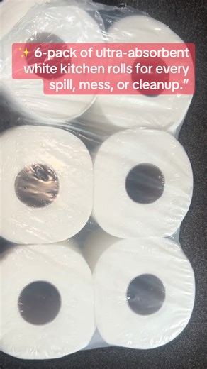 1.\t“Mess? No stress! 🧻 Grab our 6-pack of super absorbent kitchen rolls.”#Spill-proof your kitchen! 🧻✨”#6 rolls. Zero mess. Always ready.”#Clean up in a snap!” \t#Strong, soft, and always handy.”