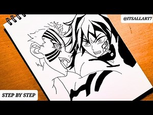 how to draw giyu vs akaza //how to giyu vs akaza step by step// akaza vs giyu drawing
