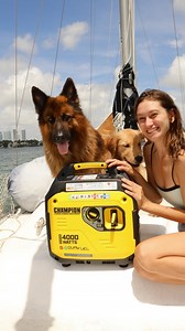 @championpowereq keeps our sailboat life running ⛵️When the sun isn’t enough and our solar panels can’t charge the batteries, our Champion generator saves the day and the doggie food. 🐺🐶 (our pups eats only fresh food). Living off-grid is easy when you have power you can trust 💛 #ChampionGenerator #BoatLife #OffGridLiving #sailboat | apollo_germanshepherd
