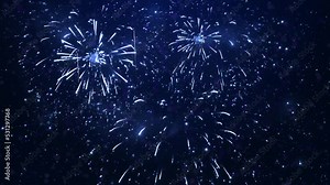4K. long time seamless loop glowing fireworks lights sky. golden background firework. Sky on Fireworks festival show independence day on 4 of July. fireworks celebration. Holiday, new year, Christmas.