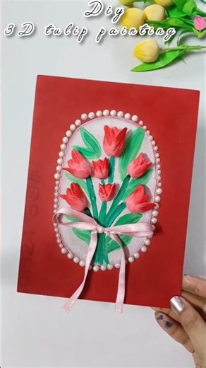 DIY 3D tulip painting 🌷#diy #artandcraft #walldecor #trending #viralvideo #tulipart #youtubshorts