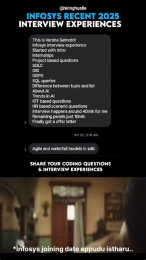 Hiring Hustle | Dev Duo | T&T techies on Instagram: "Infosys interview experiences and infosys sending offer letter"