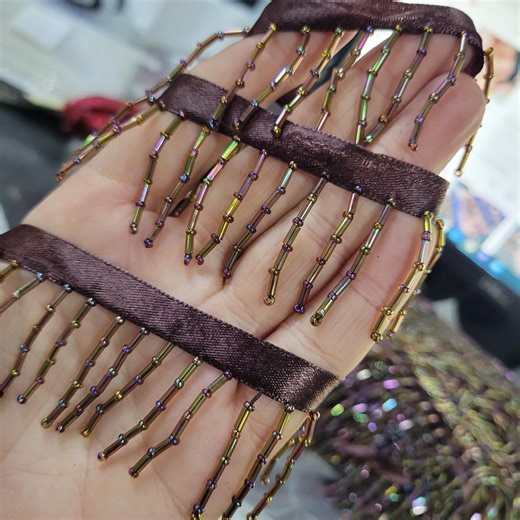 Beaded Fringe 1 1/2" Glass Brown Iris 3 Yards - Etsy