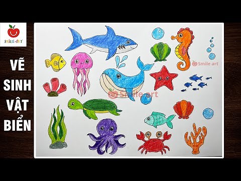 Hướng dẫn vẽ sinh vật biển đơn giản | Vẽ con vật dưới đại dương | Vẽ đại dương #smileart
