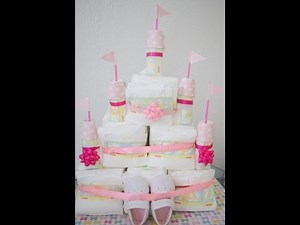 DIY Windeltorte - Prinzessinnenschloss / How to make a Castle Diaper Cake - Windeltorte