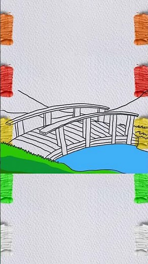 How to draw a Bridge easy step by step