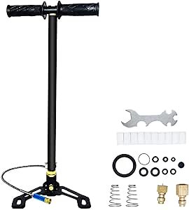 TUXING PCP Pump 4500Psi High Pressure Hand Pump 3 Stage Stainless Steel for Air Gun Hunting Stirrup Paintball Air Rifle 300bar 30mpa