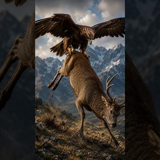 Eagle Hunts a Deer — Then Takes Down a Wild Mountain Goat! 🦅🦌🐐