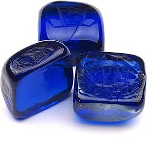 AKOYA Outdoor Essentials 10-Pound Fire Glass Squares Cubes 1-inch Reflective Tempered Crystal Beads for Fire Pit (10 lbs - 1 inch, Cobalt Blue)