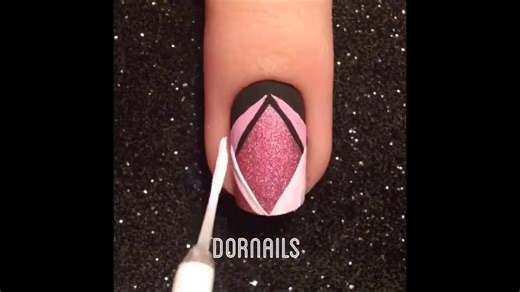 Satisfying Pink Diamond Glitter Nail Art