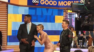 On in a few with my pals Michael and Bibb! Good Morning America | Jeremy Renner