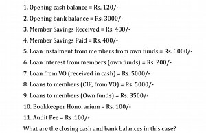 Calculate the closing cash and bank balances given these transa... | Filo