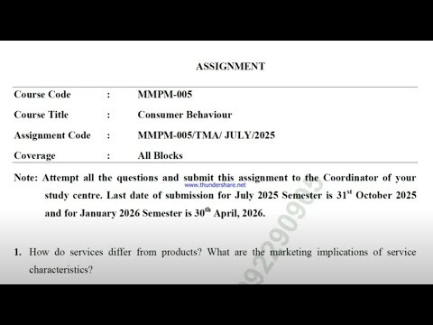 IGNOU MMPM - 005 Solved Assignment July 2025 Jan 2026 PDF | MBA | Marketing of Services