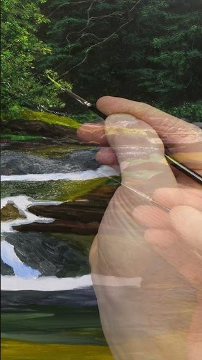 Painting a Hyper-Realistic Waterfall #satisfying #artlessons #painting