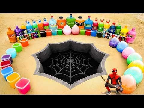 How to make Spider Cobweb with Cement, Balloons of Soda, Coca Cola, Fanta, Orbeez, Mtn Dew vs Mentos