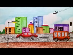 How to draw city scene.Step by step(easy draw)