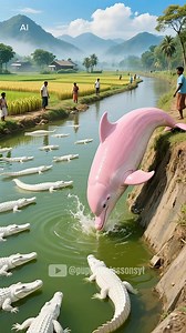 The poor puppy rescue dolphin from crocodile #puppy #rescue #water #dolphins #crocodile #CrocodileAttack #animals | Puppy Life Lessons