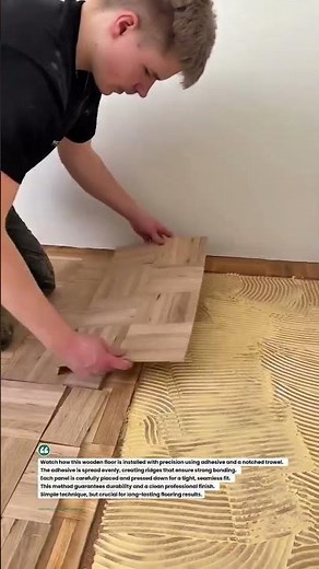Perfect Wood Floor Installation Using Notched Trowel! #flooring #DIY #construction