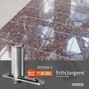 141 reactions · 25 shares | Elegance, timeless beauty and ease of use revealed with Fritsjurgens' SYSTEM 3 door pivot hinge brought to you by Superfab Contractor's Depot. System 3 • Hold positions at 0˚, 90˚, 180˚ and 270˚ • Self-opening • Self-closing • Suitable for double action doors • Load-bearing capacity up to 500 kg PRICE: P45,000. #fritsjurgens #system3 | Superfab Contractor's Depot | Facebook