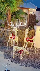 Large 3 Pieces Outdoor Christmas Colorful Reindeer Decorations –Lighted 4.7ft 3D Deer Family Christmas Set with 245 LED Lights, Clearance Yard Outside Decoration for Lawn & Holiday Xmas Display