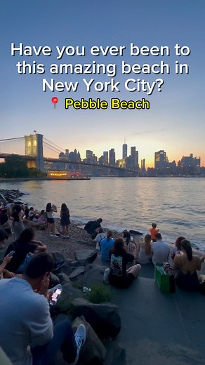 New York City MOST Unique Beach that you must check out 🏖️ 📍Pebble Beach, DUMBO Brooklyn Here is how you can get there: 🚇 By Subway 1. Take the F train to York Street Station – walk about 10 minutes toward the East River. 2. OR take the A/C train to High Street–Brooklyn Bridge Station, then walk about 12 minutes. 3. Head into Brooklyn Bridge Park, walk along the waterfront past Jane’s Carousel, and you’ll find Pebble Beach right between the Brooklyn Bridge and Manhattan Bridge. 🚶 By Walking 