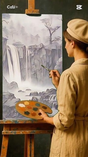 😬Unbelievable waterfall drawing art, 😶‍🌫️subscribe to channel for full video #shorts #drawing #like