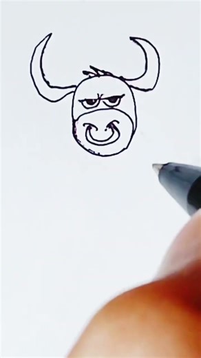 Simple Bull Drawing Trick! 🐂✨ So Satisfying #Shorts #Viral