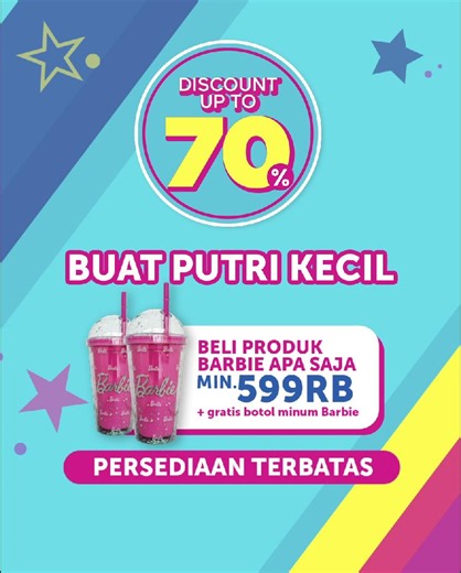 Putri Kecil, masih ada waktu untuk rayakan Barbie 65th Anniversary di Grand Atrium - Supermal Karawaci loh😍 Jangan lewatkan aktivitas serunya! 💖 Barbie Costume Competition (13 Jul 2024) 💖 Barbie Fashion Show Competition (14 Jul 2024) Ada juga discount up to 70% dan dapatkan Barbie Water Bottle gratis dengan minimal pembelian 599rb! Sampai bertemu di Supermal Karawaci, Putri Kecil! 🤩 #BarbieID #Barbie65thAnniversary | Barbie