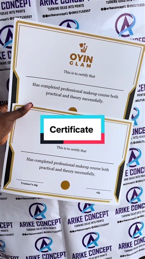 Certificate moq is 10pcs; kindly send a dm to 09017132557 on WhatsApp to order ✨.#arikeconcept1 #certificate #printer #businessowner