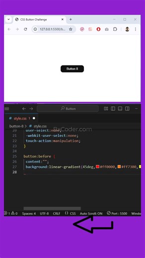 CSS Tutorial | CSS Button Design Challenge 8 #webdesign #css3 #shorts #csstutorial