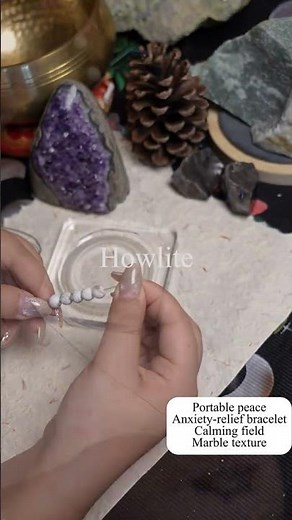 ✨ Howlite Crystal Bracelet | Calming & Stress Relief Stone ✨ #handmade #crystals #diyjewelry #asmr