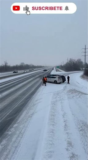 Icy Nightmare Unfolds: Pedestrian Inches From Impact in Highway Crash