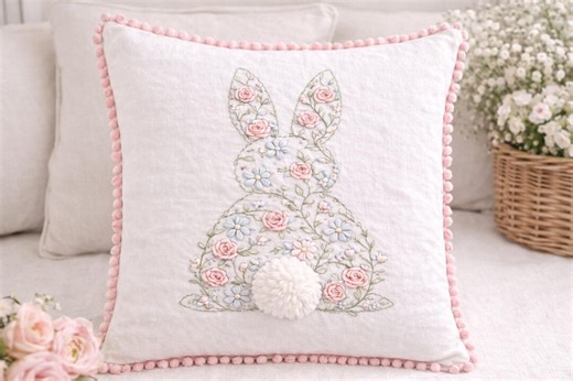 Easy Easter Bunny Tail Embroidery Pattern PDF Download Beginner Hand Embroidery Design - Etsy