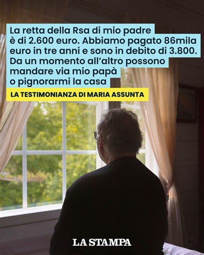 “La retta della RSA è di 2600 euro al mese e ho già venduto una CASA: o saldo o mandano via PAPÀ”