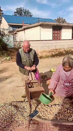 The entire process of peanut shelling