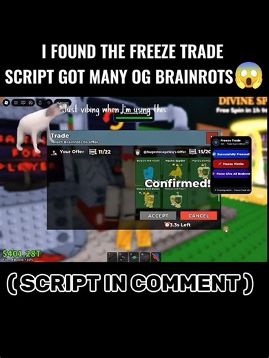 Freeze Trade Script In Comment #roblox #stealabrainrot #sab #robloxscripts #stealabrainrots