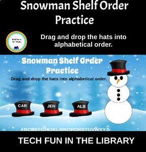 Snowman Shelf Order Practice: Drag and Drop the Hats into Alphabetical Order