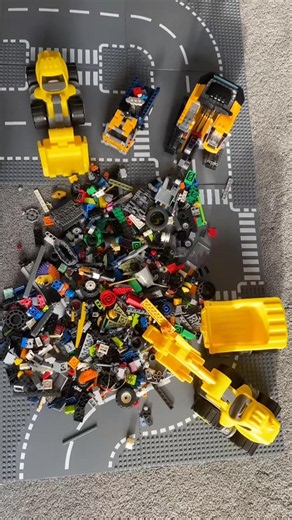 LEGO Bricks Turn Into a Construction Site! Excavator, Bulldozer, Dump Truck, Transport Truck Team up