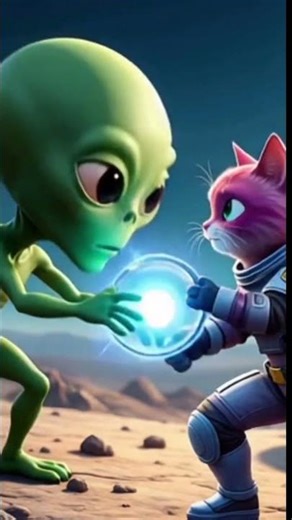 Brave Cat vs Alien in Space | Epic AI Cartoon Adventure #catshorts #catfun