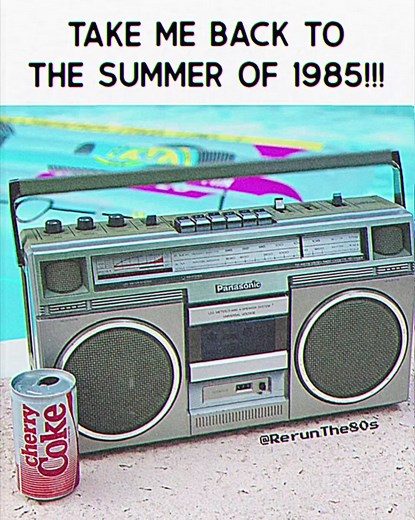 I think 1985 was my favorite year in the 80s. So many epic movies, awesome music, and TV shows that I still love to watch! And Cherry Coke was released in 1985 too! #1985 #80smusic #boombox #cherrycoke #tearsforfears