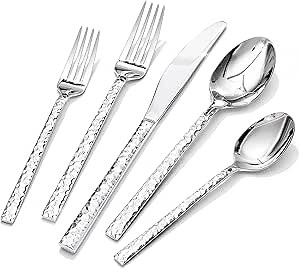 60 Piece Silverware Set, Stainless Steel Flatware Set for 12 Food Grade Cutlery Utensil Set Include Knife Fork Spoon Mirror Polished Dishwasher Safe
